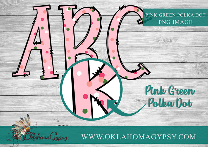 Pink Christmas Clip Art + Doodle Letters, Uppercase Alphabet Set, Pink Retro Santa Digital Files