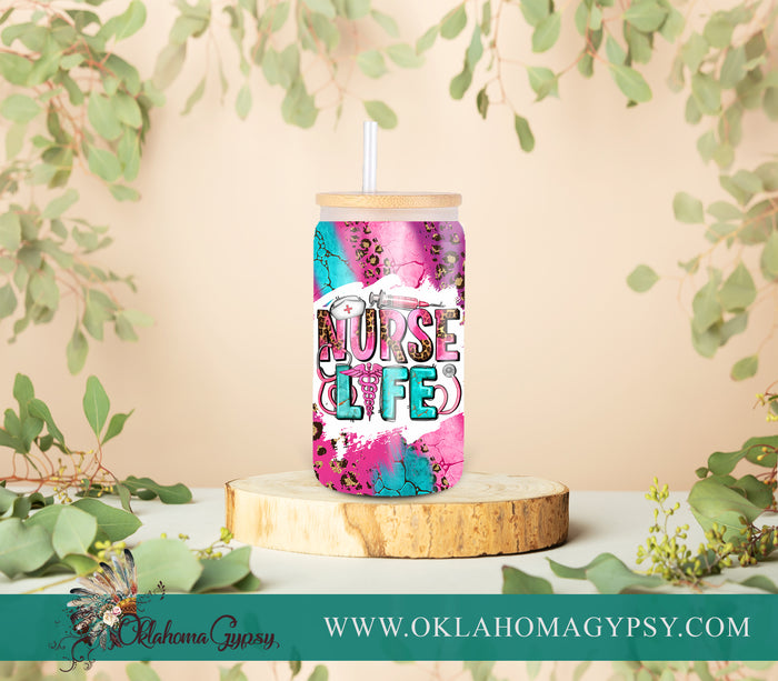 Pink Turquoise Leopard Nurse Life Digital File Wraps