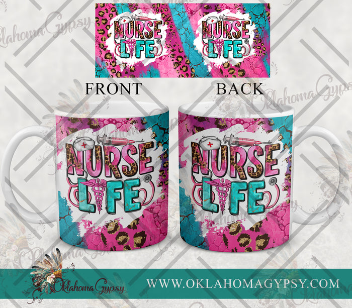 Pink Turquoise Leopard Nurse Life Digital File Wraps