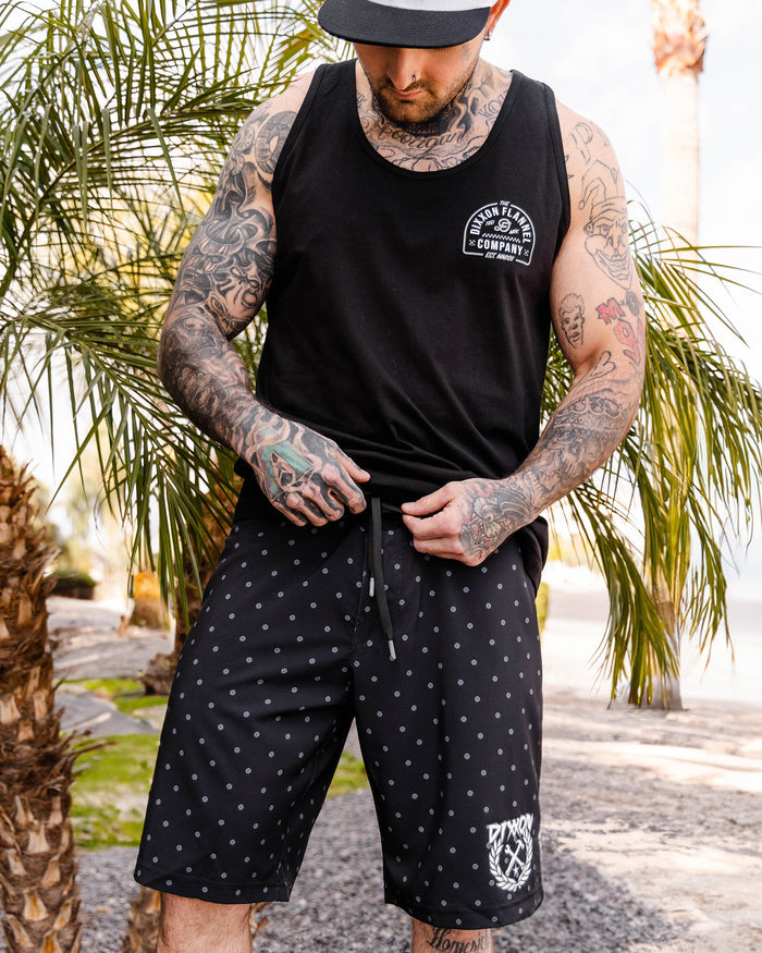 Black & Grey Polkacide Boardshorts - Dixxon Flannel Co.