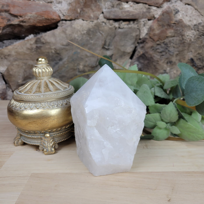 Quartz Crystal Point Polished Lamp with bulb and cord