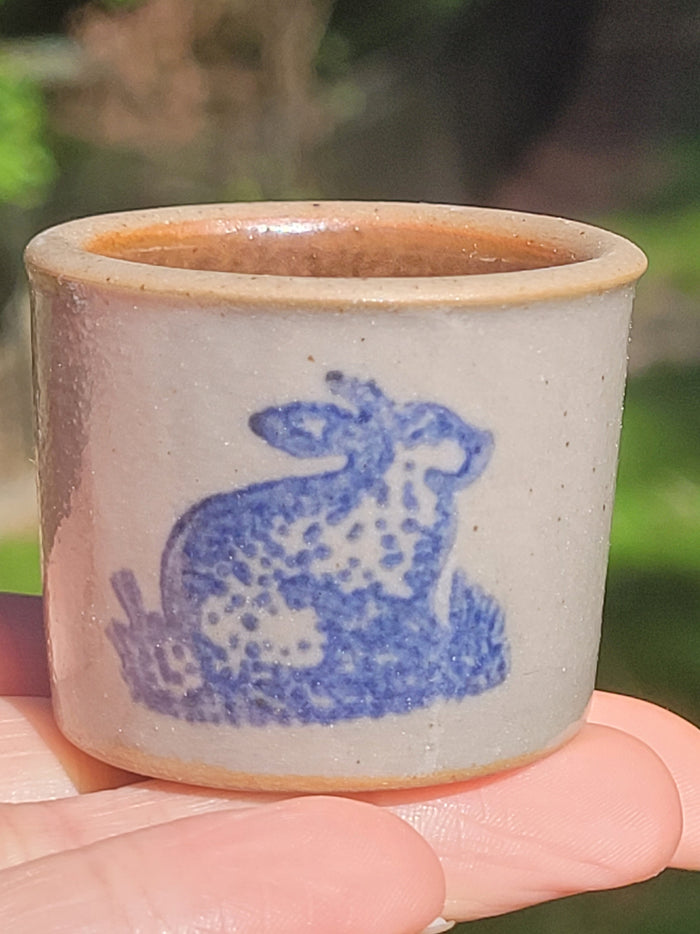 Rabbit Painted Pottery Crock