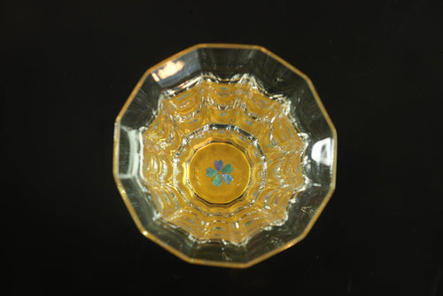 "Raden" Lacquer Coated Glass 150ml - Kaleidoscope Glass with Cherry Blossoms Pattern (gold)