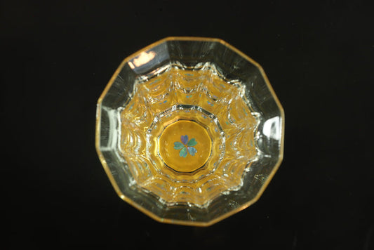 "Raden" Lacquer Coated Glass 150ml - Kaleidoscope Glass with Cherry Blossoms Pattern (gold)