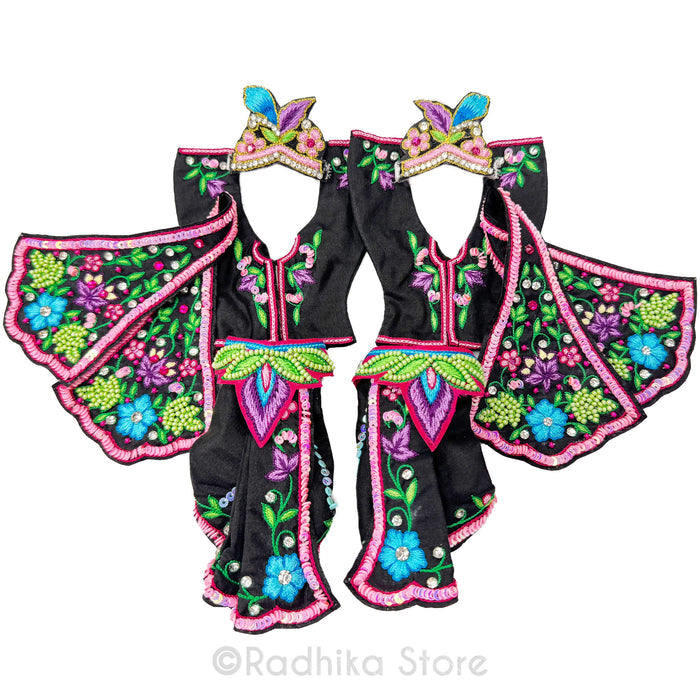 Raman Reti Nocturnal Kirtan - Black - Silk - Gaura Nitai Deity Outfit
