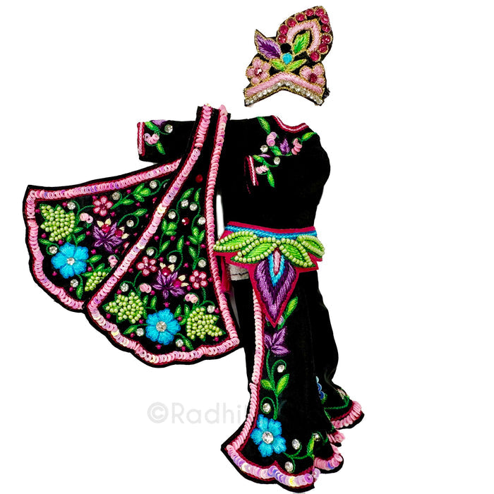 Raman Reti Nocturnal Kirtan - Black - Silk - Radha Krishna Deity Outfit