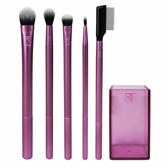 Real Techniques Enhanced Eye Set – Professional Eye Makeup Brush Kit (5 Pcs + Case) - Lotshop.pk