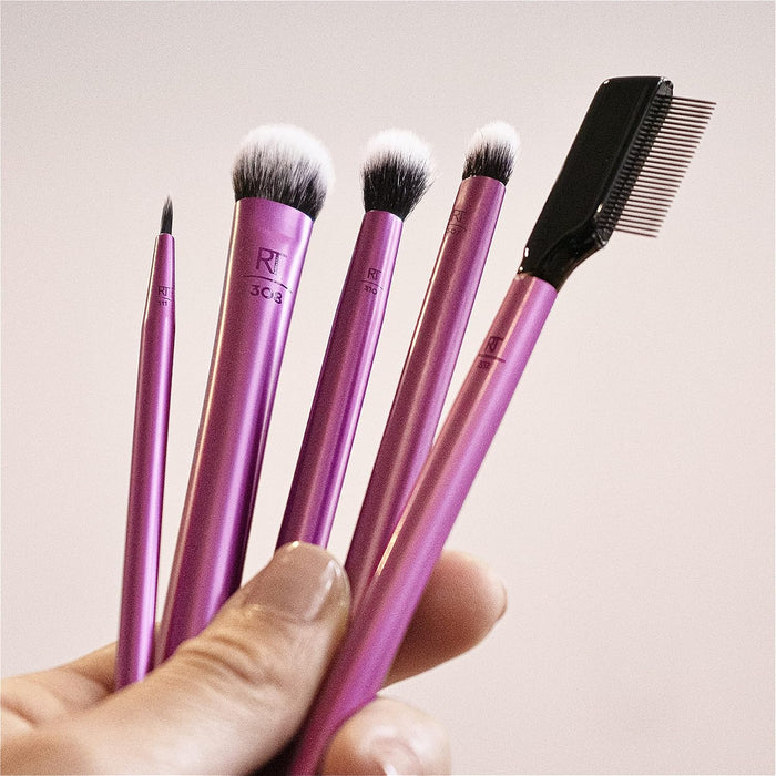 Real Techniques Enhanced Eye Set – Professional Eye Makeup Brush Kit (5 Pcs + Case) - Lotshop.pk