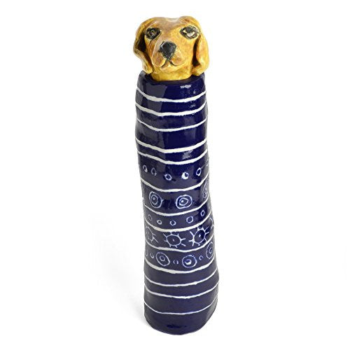 Red Cat Ceramics Pet Memorial, Golden Retriever with Blue Urn - The Barrington Garage