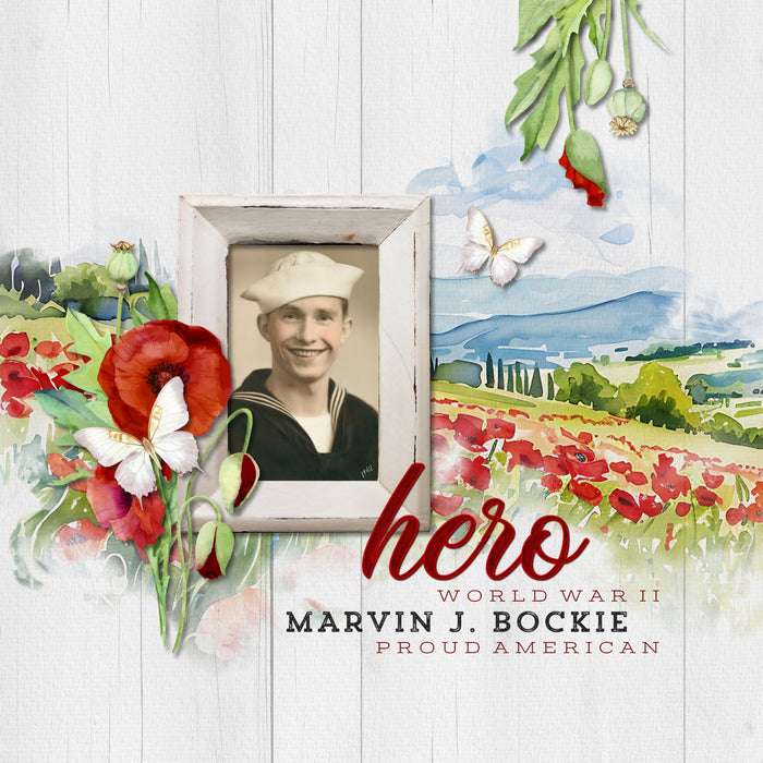 Red Poppy Script Alpha Digital Scrapbook Kit