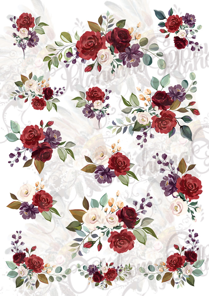 Red Purple Floral Digital File
