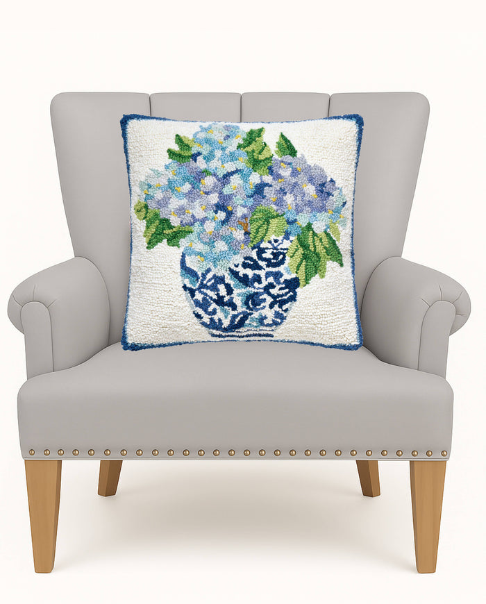 Rhapsody In Blue II Hooked Wool Pillow