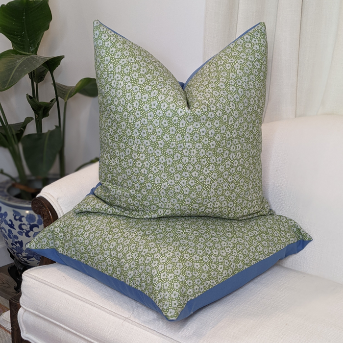 Rose Dots in Blue/Green by Jane Shelton Pillow Cover