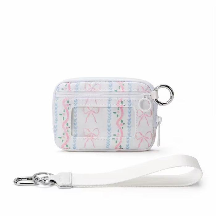 White Pink Blue Lines Bow