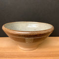 Salt Glazed Sm Bowl - Dk Brown w/ stripes & Squares