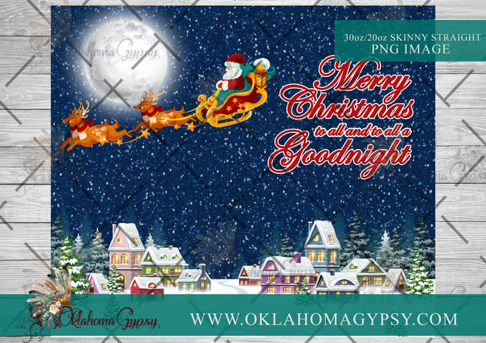 Santa Flying Over Village Digital File Wraps