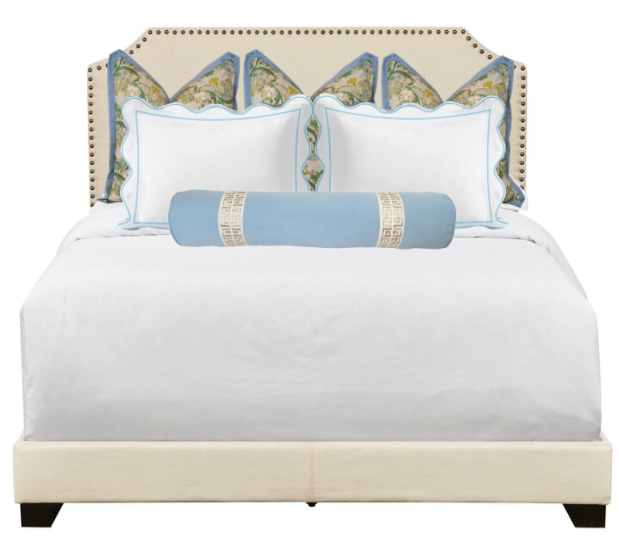 Scalloped Edge Embroidered Pillow Shams Set