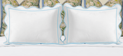 Scalloped Edge Embroidered Pillow Shams Set