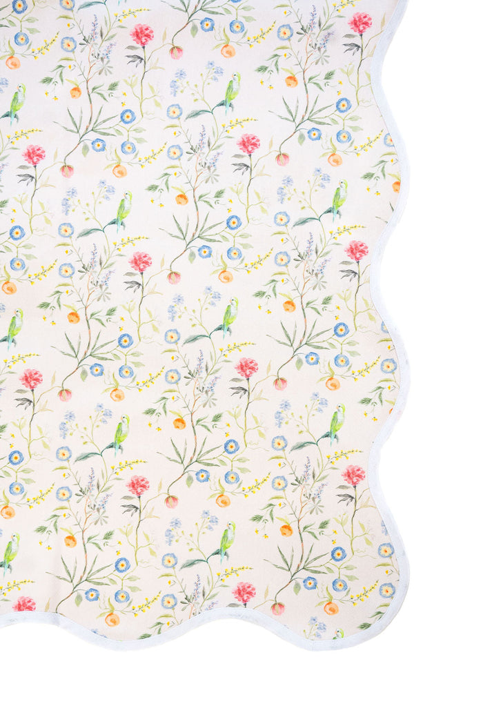 Scalloped Square Game Table Topper | Jardin de Fleurs - Pink