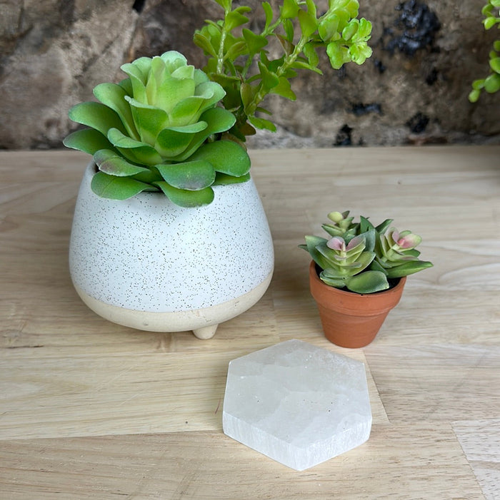 Selenite Charging Hexagon Plates- 3-inch, 5-inch