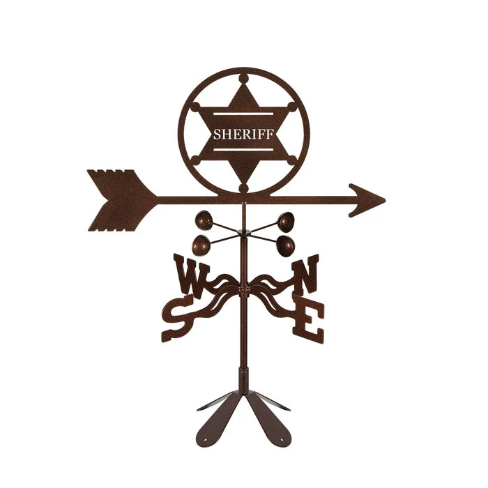 Western-style weathervane with sheriff 6 pt. badge design