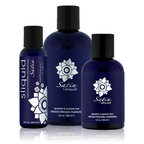An image of Sliquid Satin in bottles of 60ml, 125ml, and 255ml.