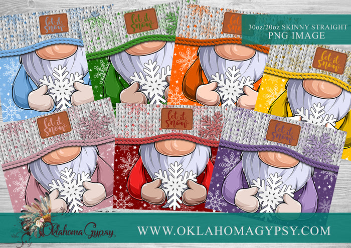Snowflake Let It Snow Gnome Collection Digital File Wraps