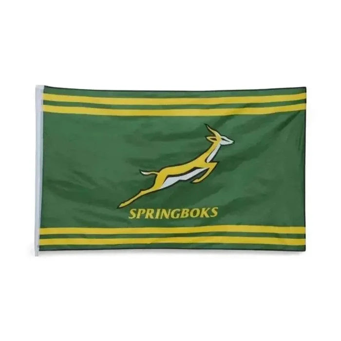 Springbok Official Licensed Flag with green and gold design and emblem, 150cm x 90cm, durable fabric for indoor and outdoor use