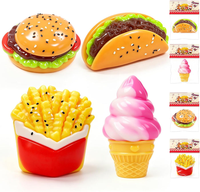 Squishy Slow Rising Squishy 4PC Ice Cream Burger Sandwich French Fries Mochi Squeeze Toys
