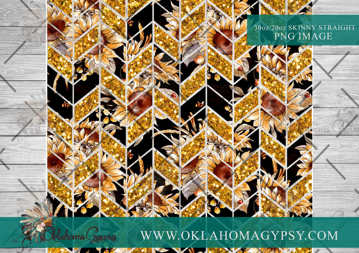 Sunflower Gold Glitter Tanagram Digital File Wraps