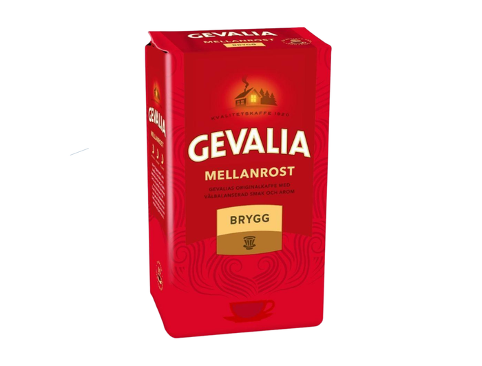 Gevalia Mellanrost Brygg ground coffee 450g in classic red packaging – Swedish medium roast filter coffee included in the Swedish Coffee Taste Box Small from Swedish Cravings
