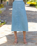 Tamara Pure Cotton A Line Pull On Skirt - Pale Blue - Country Collection