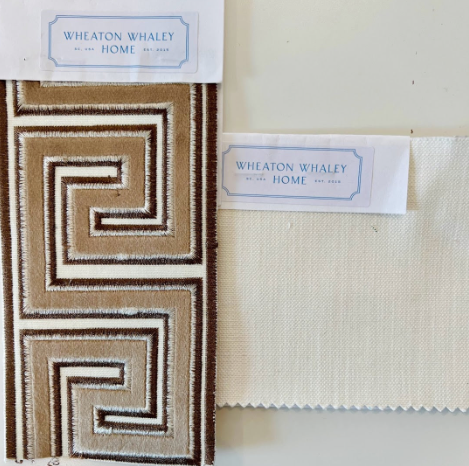Tan Velvet Key Tape on White Cotton Drapery Panel (Stain & Soil Repellant)