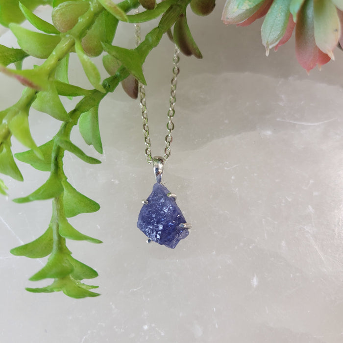 Tanzanite Rough sterling silver Pendant (prong set)