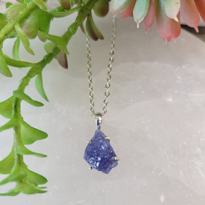 Tanzanite Rough sterling silver Pendant (prong set)