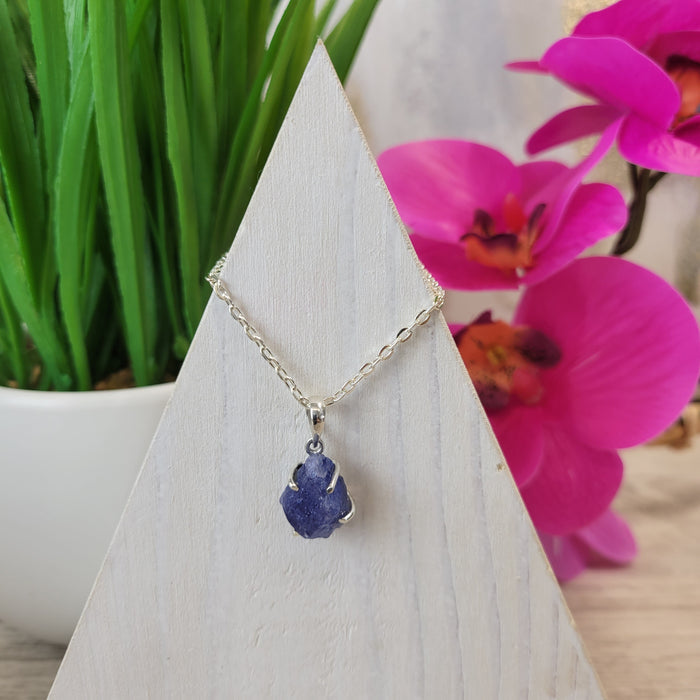 Tanzanite Rough sterling silver Pendant (prong set)
