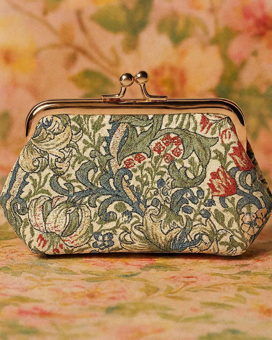 Tapestry Pocket Kiss Lock Coin Purse - Golden Lily - Country Collection