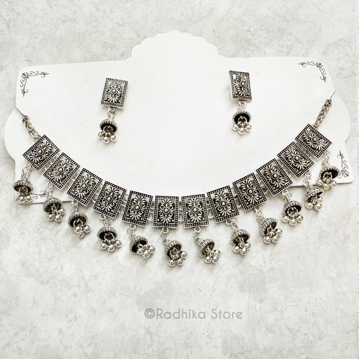 Temple Bells- Deity Necklace And Earring Set