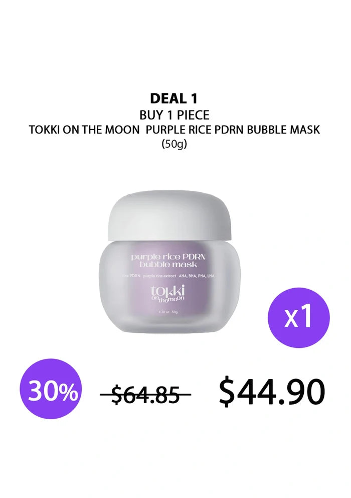 (BUY 1) Purple Rice PDRN Bubble Mask 50g TOKKI ON THE MOON