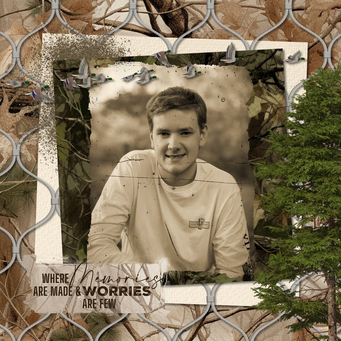 Whether you love nature walks while camping, watching woodland animals in the forest, or hunting in the fall, these watercolor 'realtree' papers by Lucky Girl Creative digital art will add the perfect background to your digital scrapbooking pages. This kit is NOT included in any bundle.