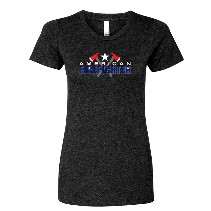 True American Firefighter Women's Crew Neck Shirt in black