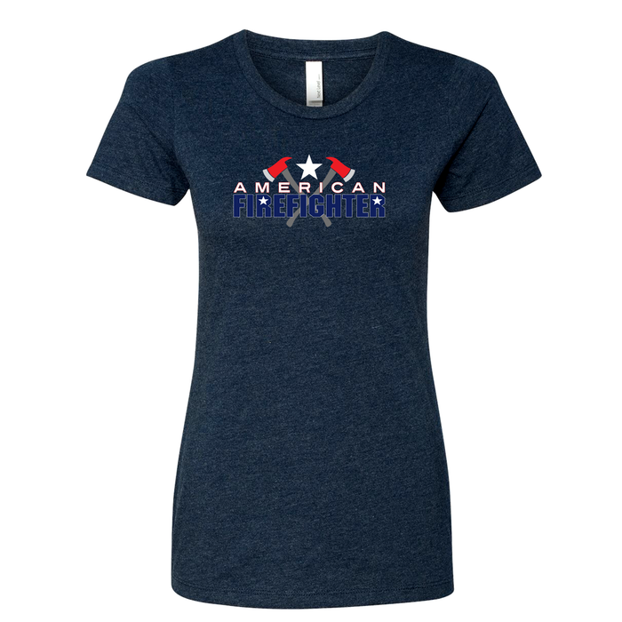 True American Firefighter Women's Crew Neck Shirt in navy