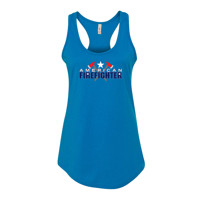 True American Firefighter Women's Racerback Tank in turquoise