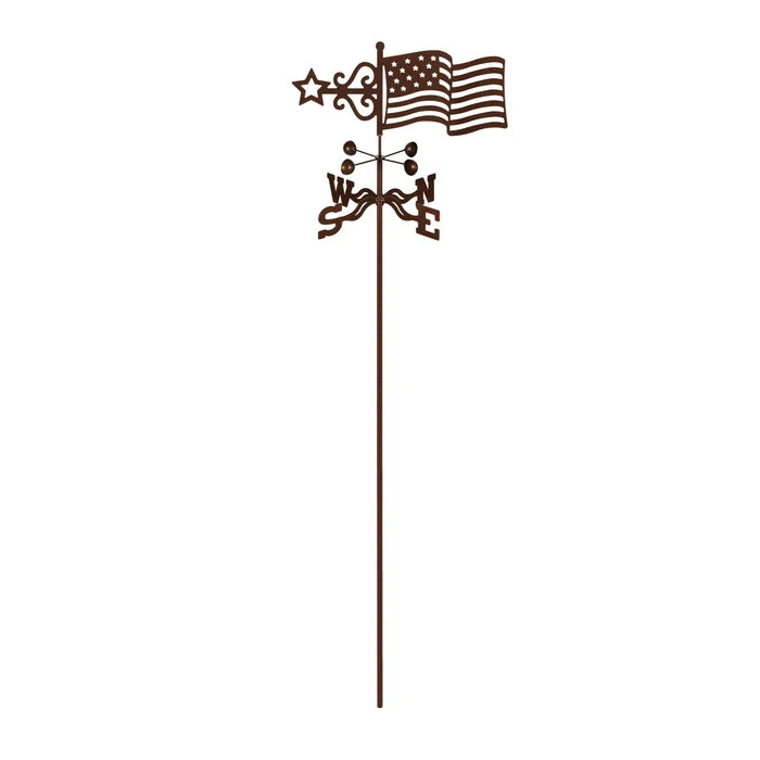 Metal weathervane with waving USA flag design