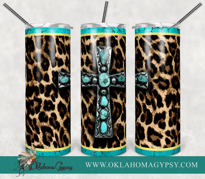Western Leopard Turquoise Cross Digital File Wraps