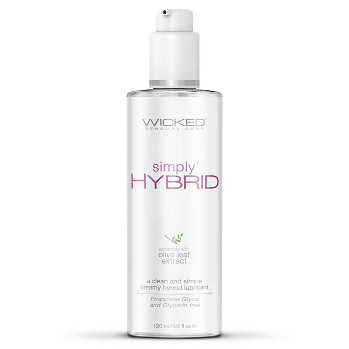 Wicked Sensual Care Simply Hybrid Enhanced with Olive Leaf Extract a clean and simple creamy hybrid lubricant propylene glycol and glycerin free
