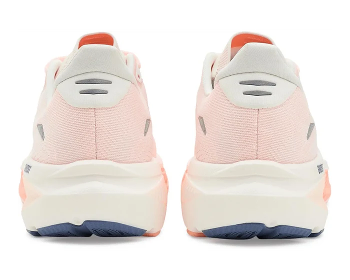 Women's Brooks Ghost 18 in Star White/Cyber Peach/Grey