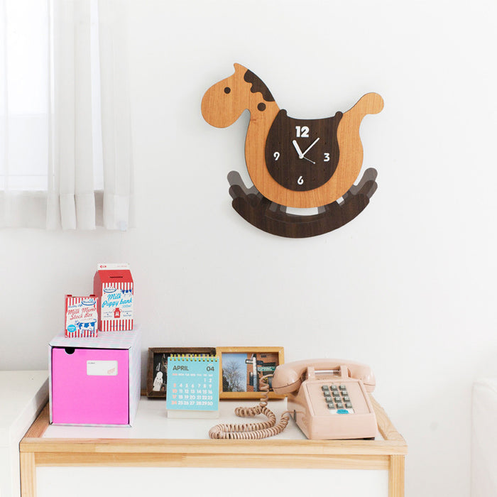 Wooden rocking horse Wall Clock