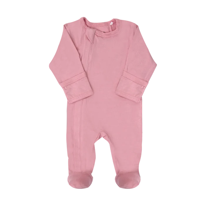 Zipper Footie (Silver Pink)